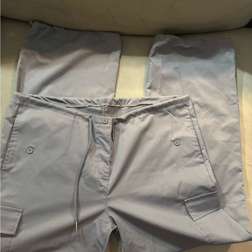 Light Blue Cargo Pants with Drawstring